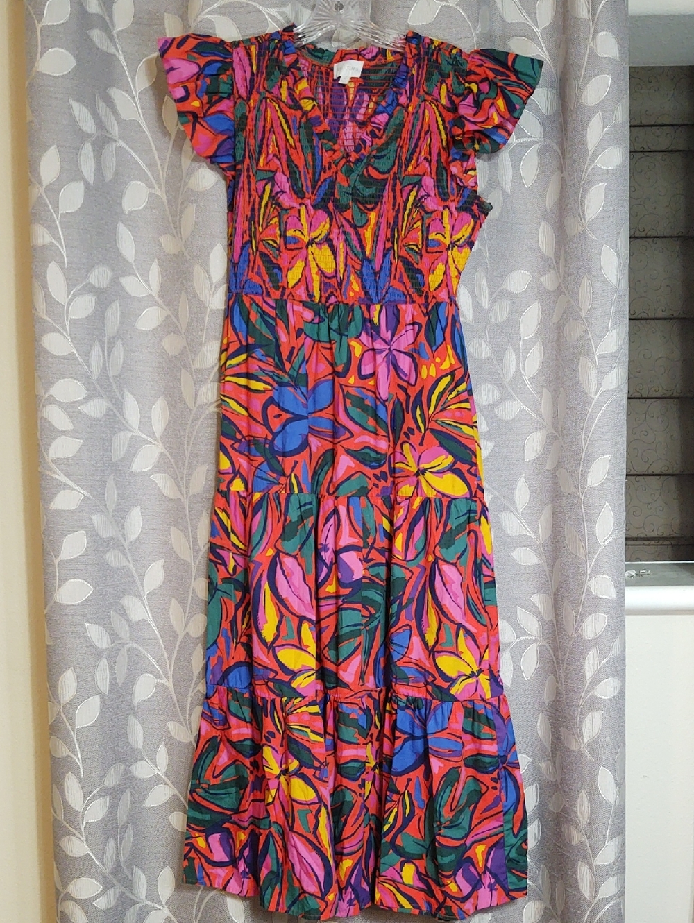 Sugarlips Multicolor Floral Cotton Women's Tiered Maxi Dress size M